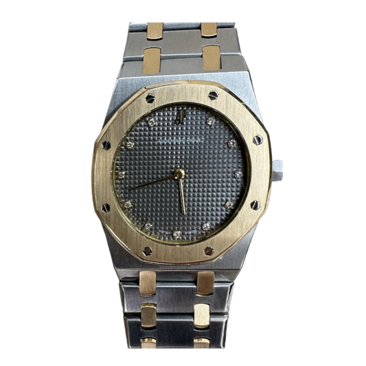 Audemars Piguet 33mm Royal Oak 2 Tone 18k Yellow Gold & Stainless Steel Factory Gray Diamond Dial Watch 56303SA