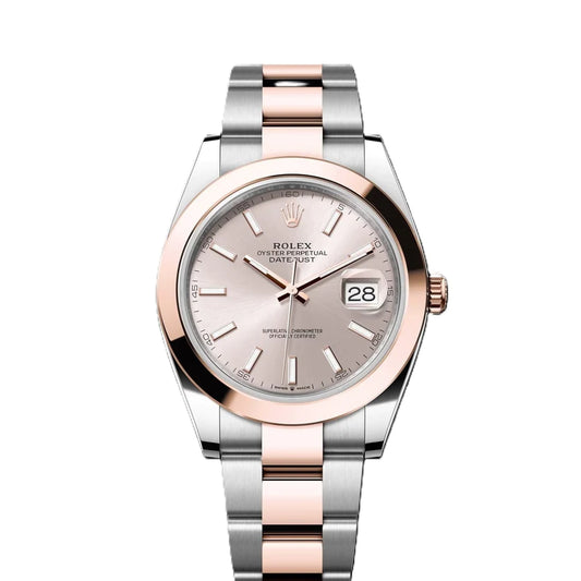 Rolex Datejust 41mm 18k Rose Gold Sundust Dial Oyster Steel Watch 126301