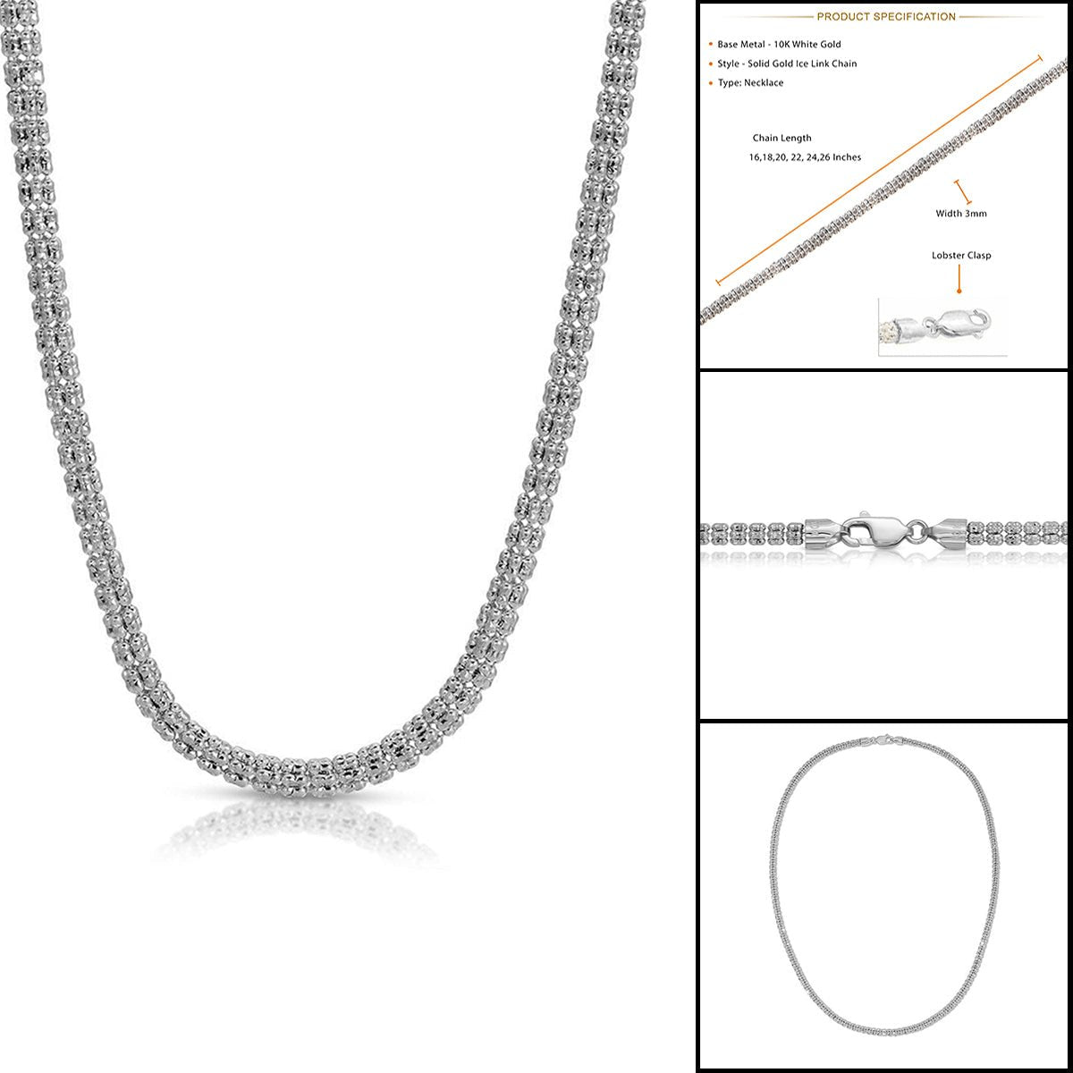 10K SOLID GOLD ICE LINK CHAIN