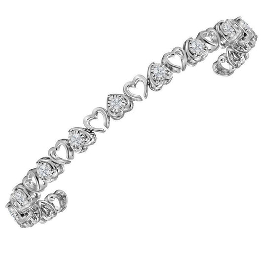 sterling silver diamond heart bracelet