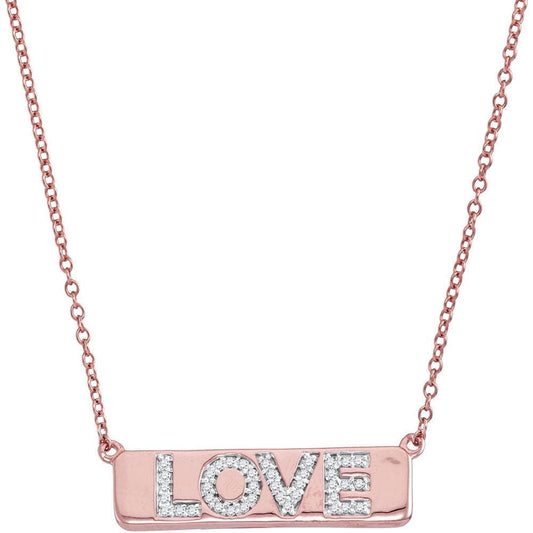 10K Rose Gold Diamond Love Bar Pendant