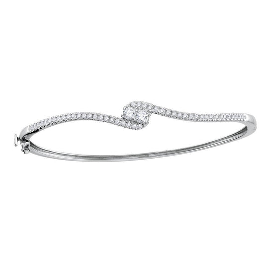 14K White Gold Diamond bangle Bracelet
