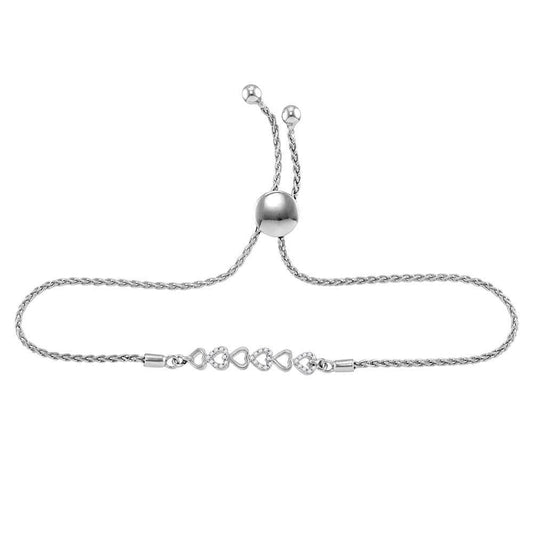 sterling silver diamond heart bracelet