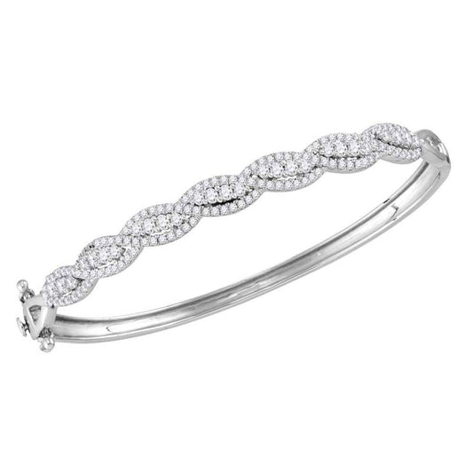 14K White Gold Diamond bangle Bracelet