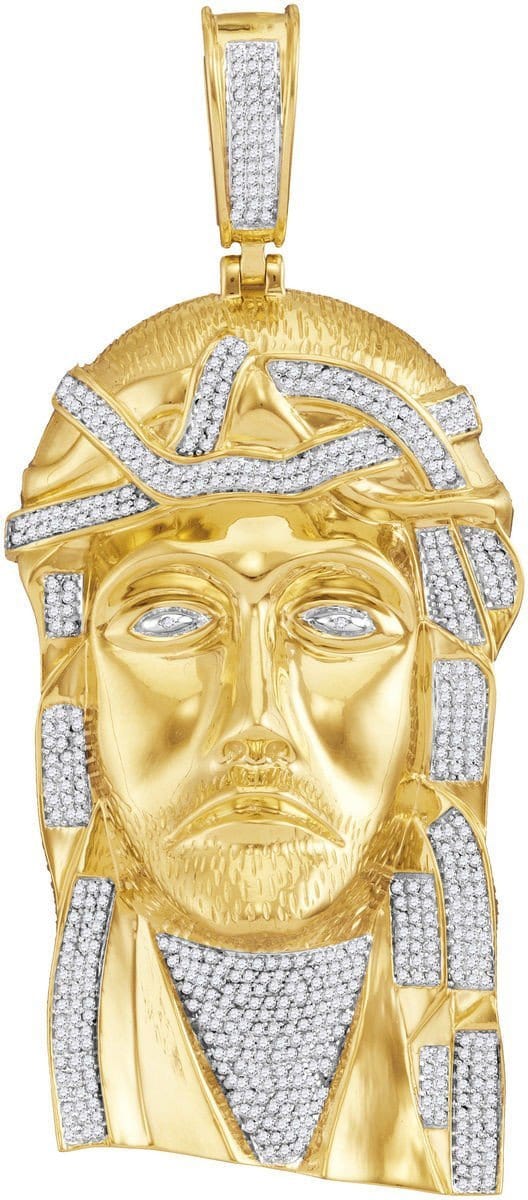 10kt Yellow Gold Diamond Jesus Christ Messiah 1-5/8 Charm Pendant, Pendants, Jawa Jewelers, Jawa Jewelers