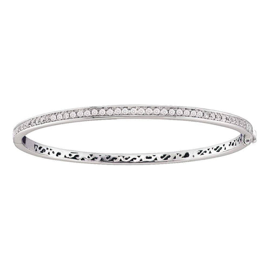 14k white gold diamond bangle bracelet
