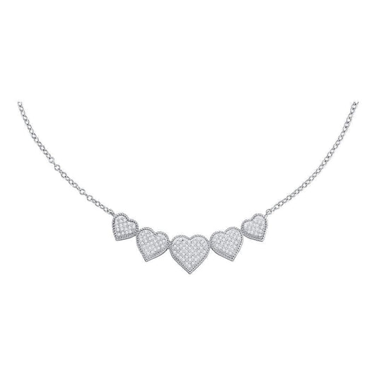 10K White Gold Womens Round Diamond Heart Pendant Necklace 1/3 Cttw