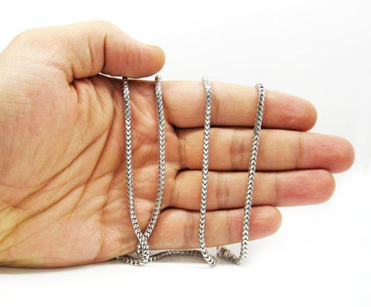 white gold franco chain on hand