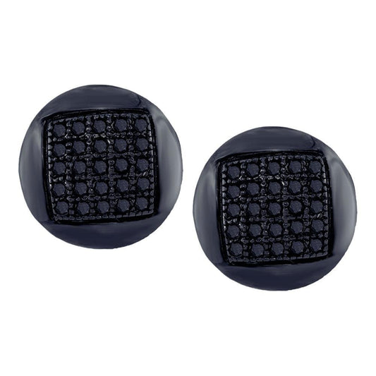 Black Diamond Circle Earrings
