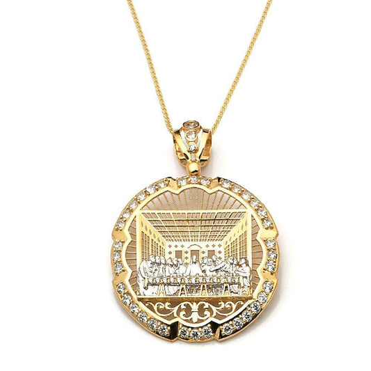 gold round pendant necklace