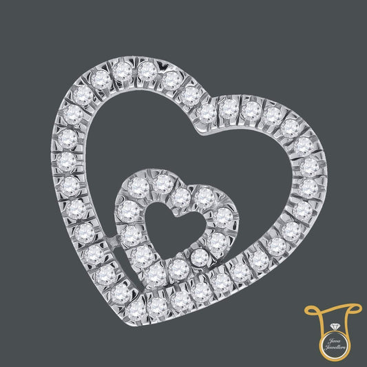 Sterling Silver Round Cubic Zirconia CZ Double Heart Fashion Pendant, Pendants, Silverine, Jawa Jewelers