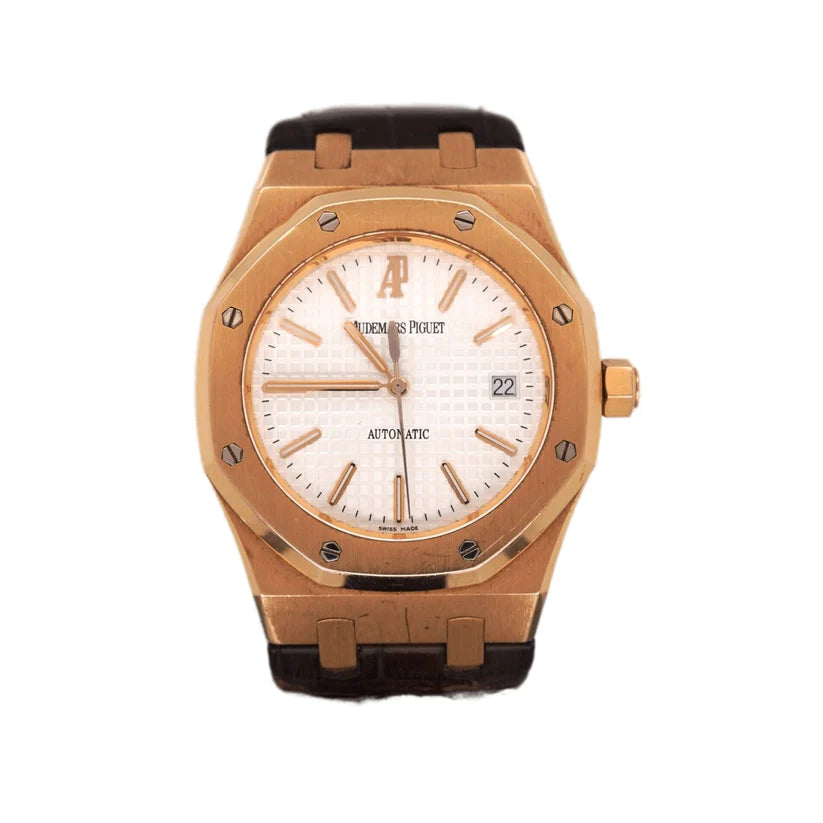 Audemars Piguet Royal Oak 18K Rose Gold Jumbo 39mm White Dial Watch