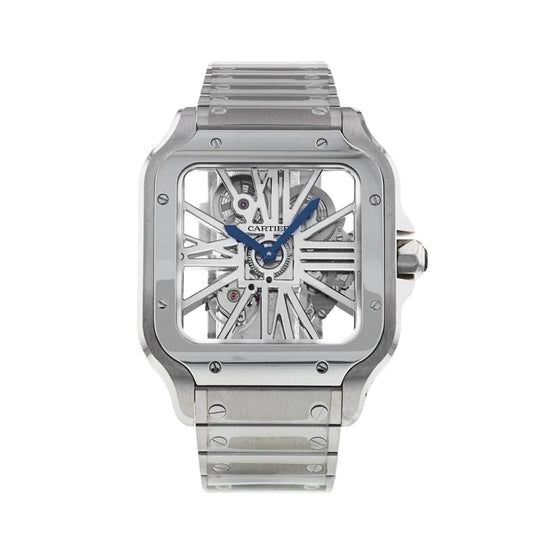 Cartier Santos 40mm Skeleton Dial Stainless Steel Watch 4109