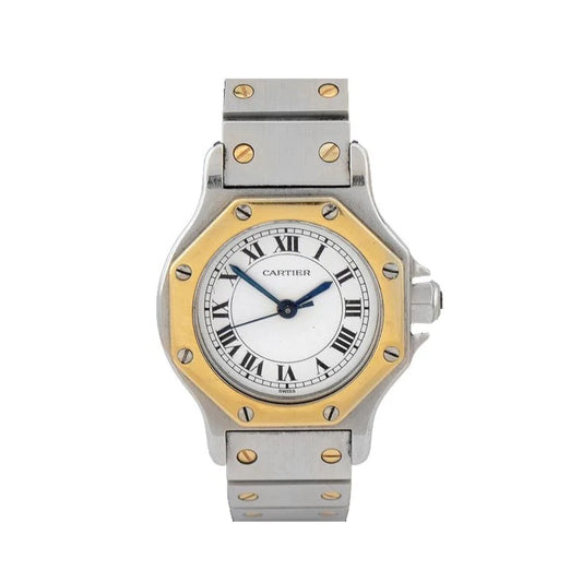 Cartier Santos Octagon 24mm 2 Tone Yellow Gold & Stainless Steel Watch AC980GR