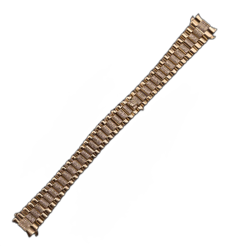 For Rolex 26mm Band 18k Yellow Gold Diamonds President Style Solid Links Bracelet