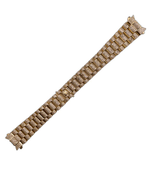 For Rolex 31mm Watch 18k Yellow Gold 6.00ct Diamonds President Style Solid Links Bracelet
