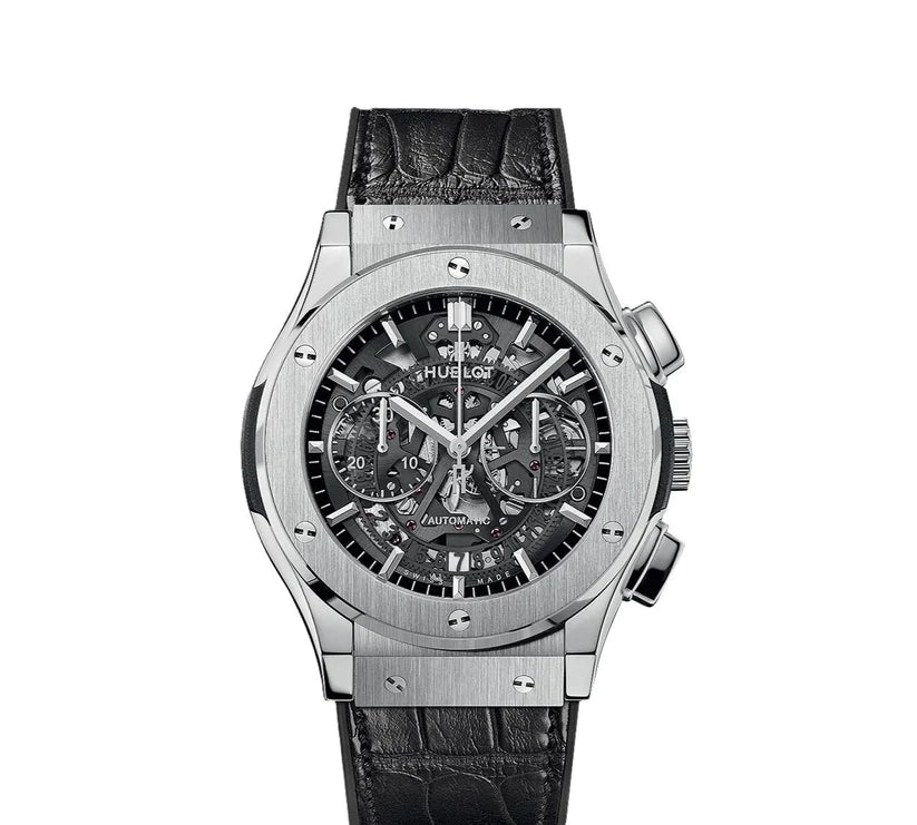 Hublot Classic Fusion Aerofusion Titanium 45mm Black Leather Strap Watch