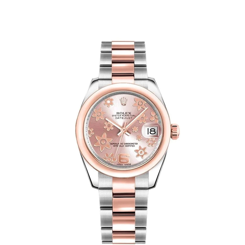 Rolex Datejust 31mm 18k Rose Gold Steel Floral Motif Pink Dial display picture 1