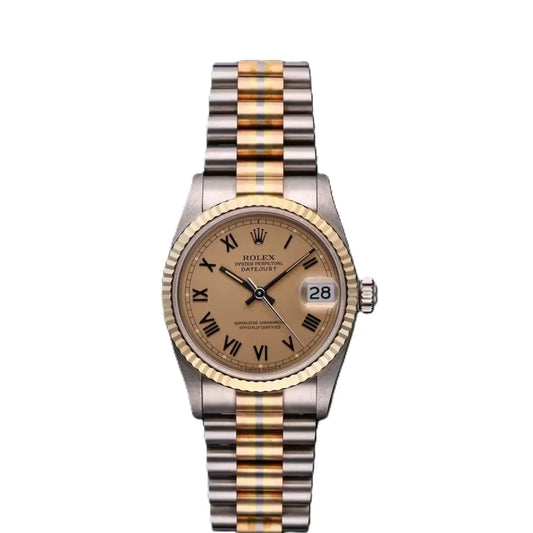 Rolex Datejust 31MM 18k Yellow Gold President Tridor Bracelet Watch 68279