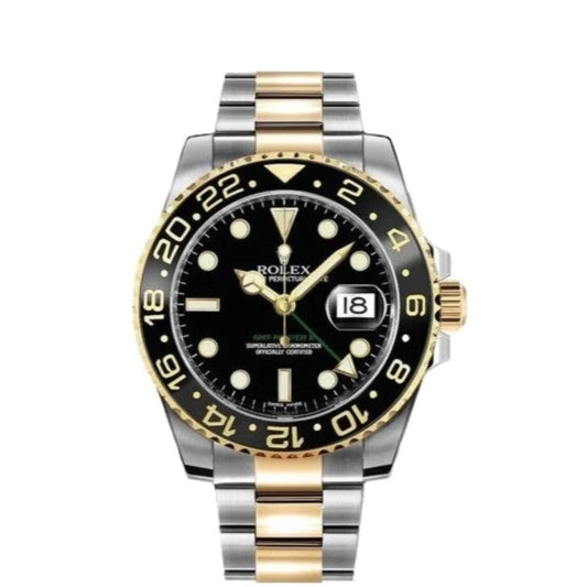 Rolex GMT-Master II Stainless Steel and 18K Yellow Gold Black Dial Watch 116713LN