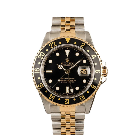 Rolex GMT-Master II 40mm Black Dial Stainless Steel & 18k Yellow Gold Black Watch 16713