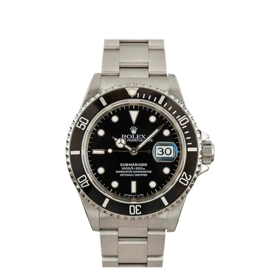 Rolex Submariner 40mm Date Black Dial Bezel Stainless Steel Watch 16610