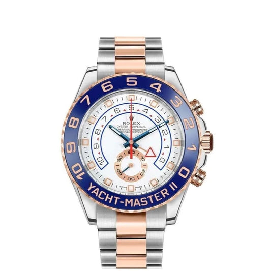 Rolex Yacht-Master II 44mm 2-Tone Rose Gold Steel White Dial Watch 116681