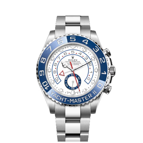 Rolex Yacht-Master II 44mm White Dial Blue Bezel Stainless Steel Watch 116680