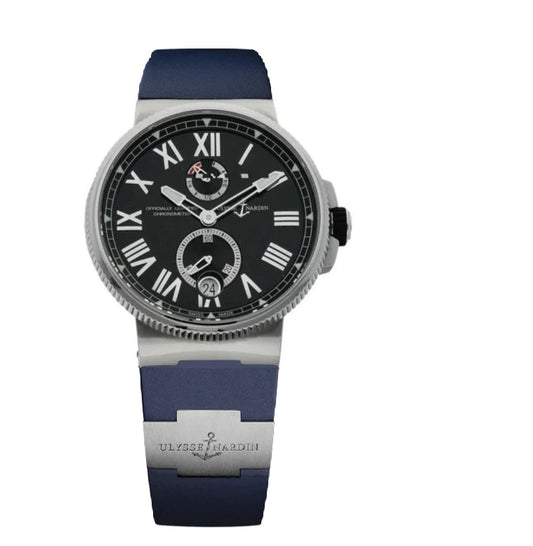 Ulysse Nardin Marine Chronometer 45mm Black Roman Dial Rubberclad Band Watch 1183-122
