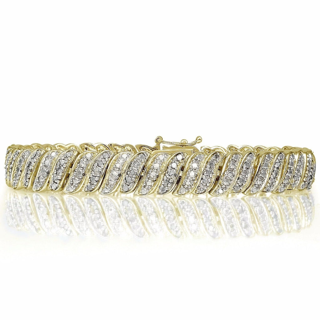 18K Yellow Gold Plated 1.00 CT Diamond Tennis Bracelet 7.5", Bracelets, Jawa Jewelers, Jawa Jewelers