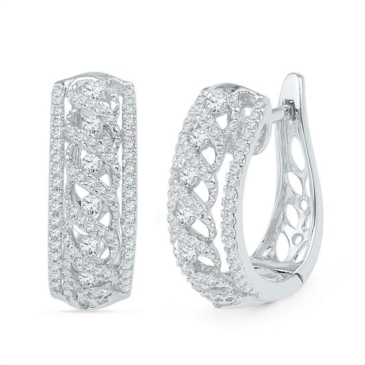 Diamond Crisscrossed Hoop Earrings