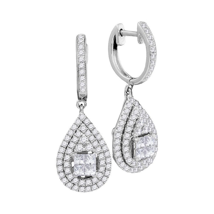 Princess Diamond Teardrop Cluster Earrings