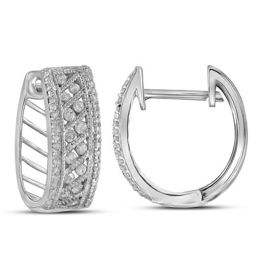 white gold hoop diamond earring