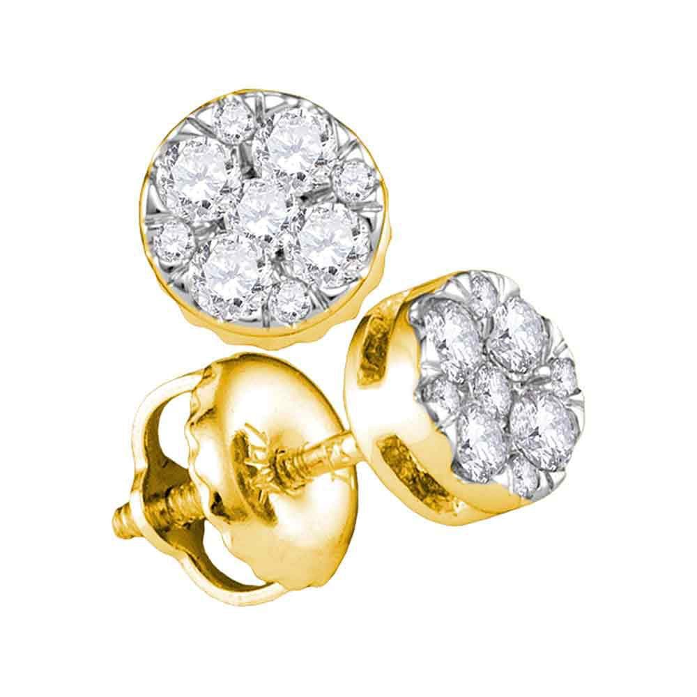 Yellow Gold Diamond Cluster Earrings