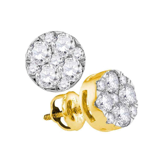 Diamond Flower Cluster Earrings