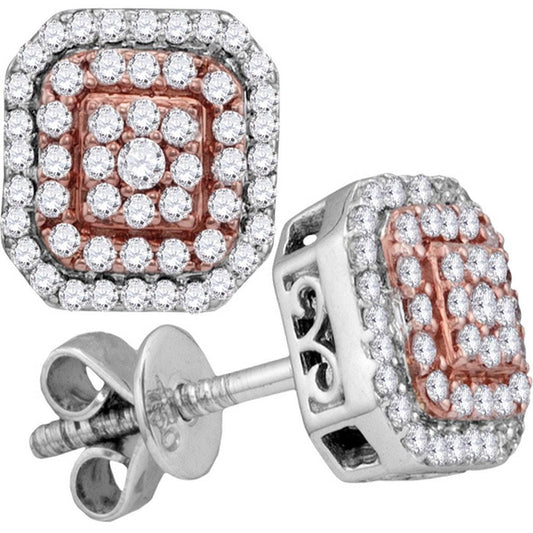 Diamond Square Cluster Stud Earrings