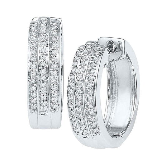 white gold diamond huggie earrings