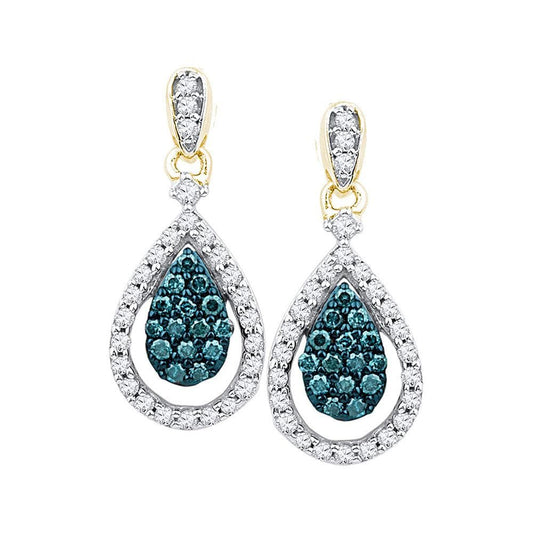 teardrop natural blue diamond  earrings