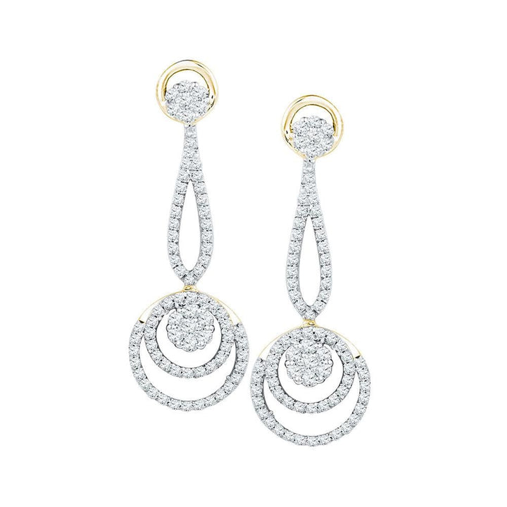 diamond cluster dangle earrings