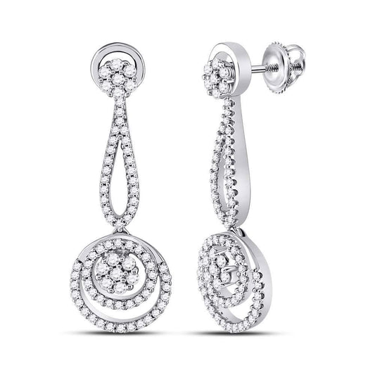 Diamond Circle cluster Dangle Earrings