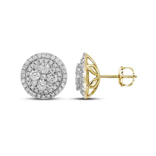 Round Diamond Cluster Earrings