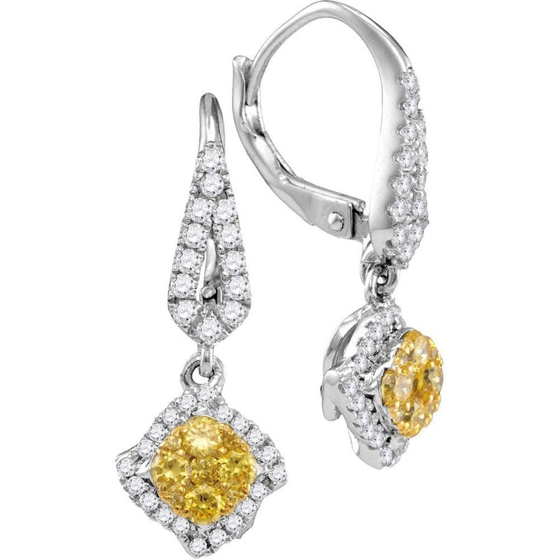 White Gold Yellow Diamond Earrings