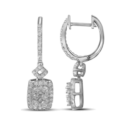 Rectangle Dangle Diamond Earrings