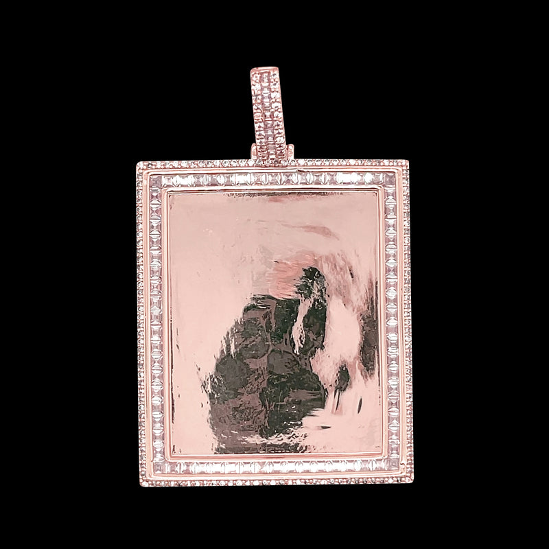 18K Gold Plated Rectangle Picture Brass Pendant