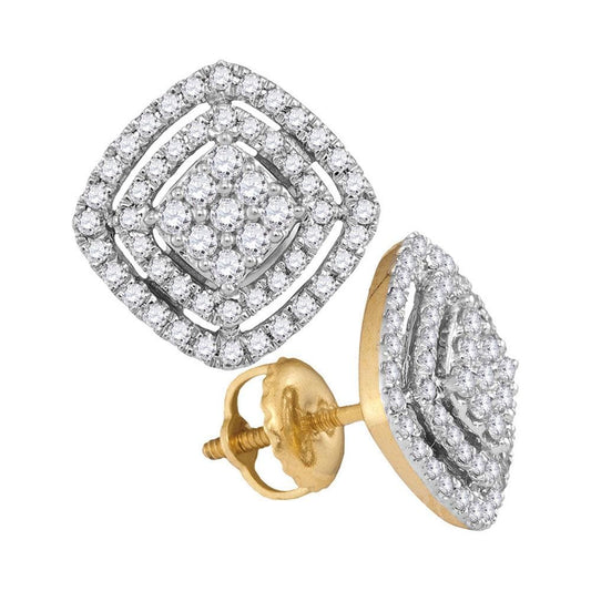 Square Diamond Cluster Earrings