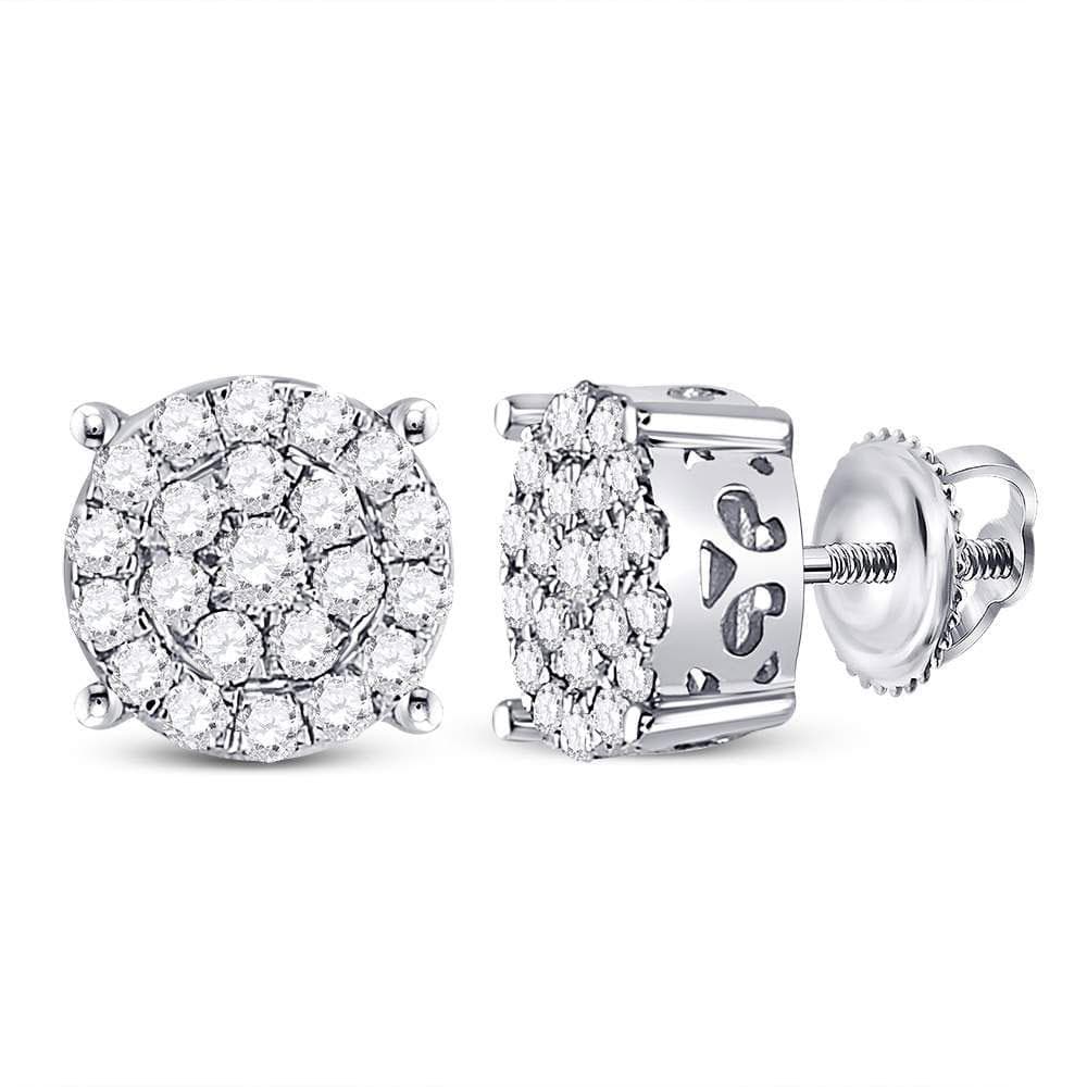 10kt White Gold Womens Round Diamond Cindy's Dream Cluster Earrings 3/4 Cttw