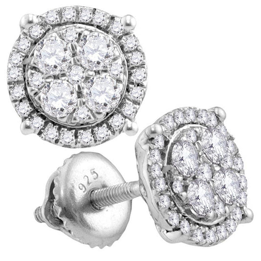 White Gold Diamond Cluster Earrings