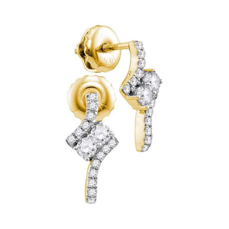 Gold  Diamond  two stone Earrings