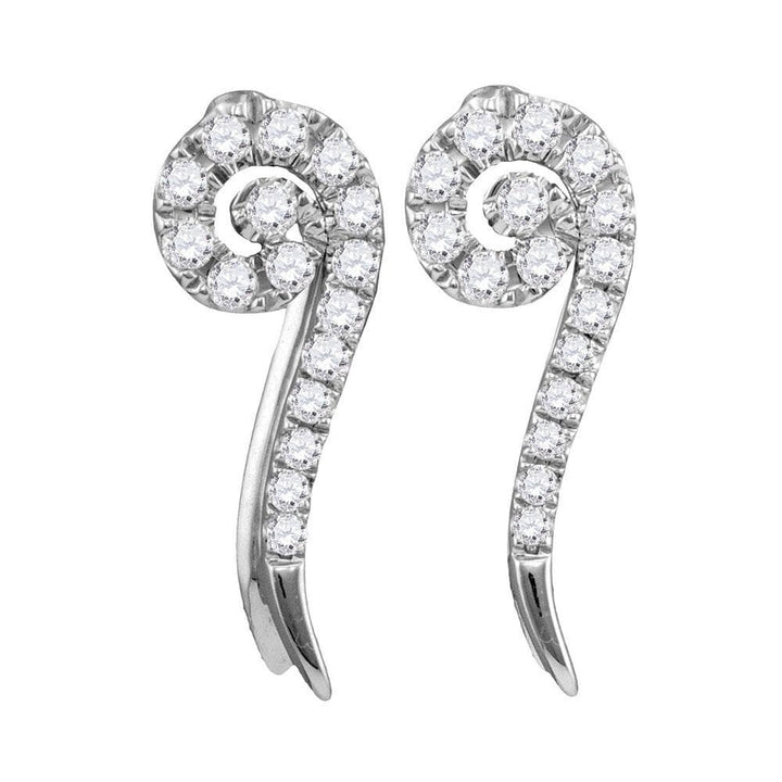 Diamond Curled Vertical Stud Earrings