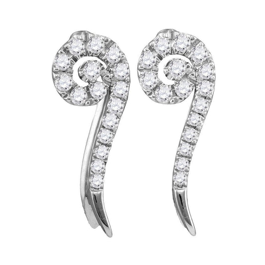 Diamond Curled Vertical Stud Earrings